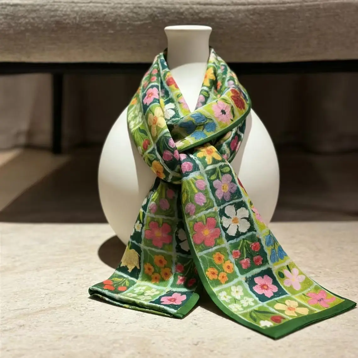 2026 Blumenmuster Langer Seidenschal für Damen, Haarschals, Seidensatin-Halstuch für Frauen, 15*145CM, Stirnbänder, bedrucktes Taschenband, Damen