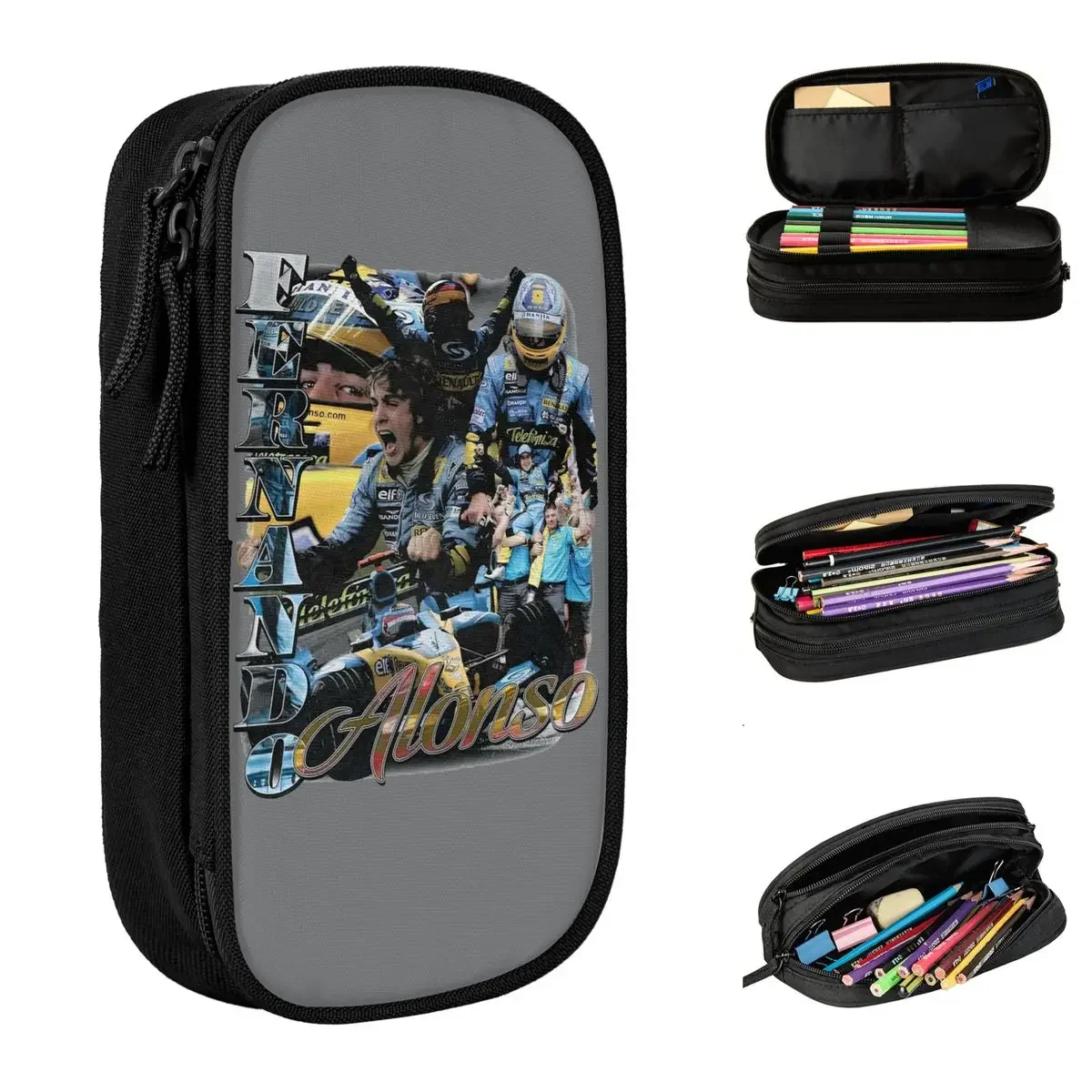 

Lovely Fernando Alonso Racing Driver Pencil Case Bootleg Pencil Pouch Pen Holder Kids Big Capacity Bags School Supplies Gift