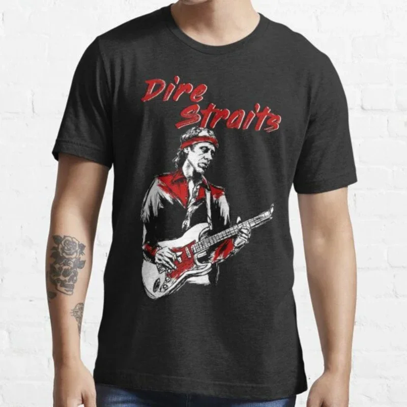 Men Dire Straits Band Symbol O-neck Fashion Brand T-shirt Black New Cotton Short graphic jojo bizarre adventure