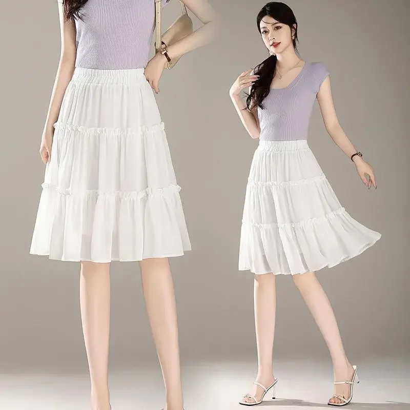 Women's Skirt Midi Patchwork Black Female Skirts High Waist New in Y2k Vintage Clothing Trend 2025 V Korean Style Quality Cheap