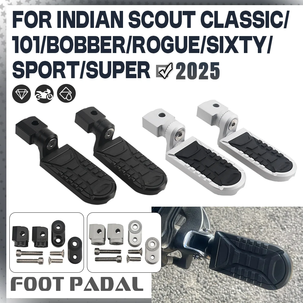 

For INDIAN SCOUT Bobber Sixty Classic Limited Super Scout 101 2025 Rider Adjustable Footpegs Motorcycle Front Foot Rests Pegs