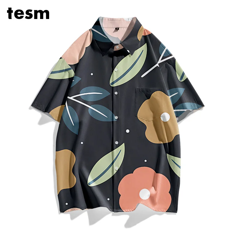 

TESM Summer Couple Matching Hawaiian Shirts - Unisex Loose Short-Sleeve Breathable Sun-Protective Men Women Vacation Beach Tops