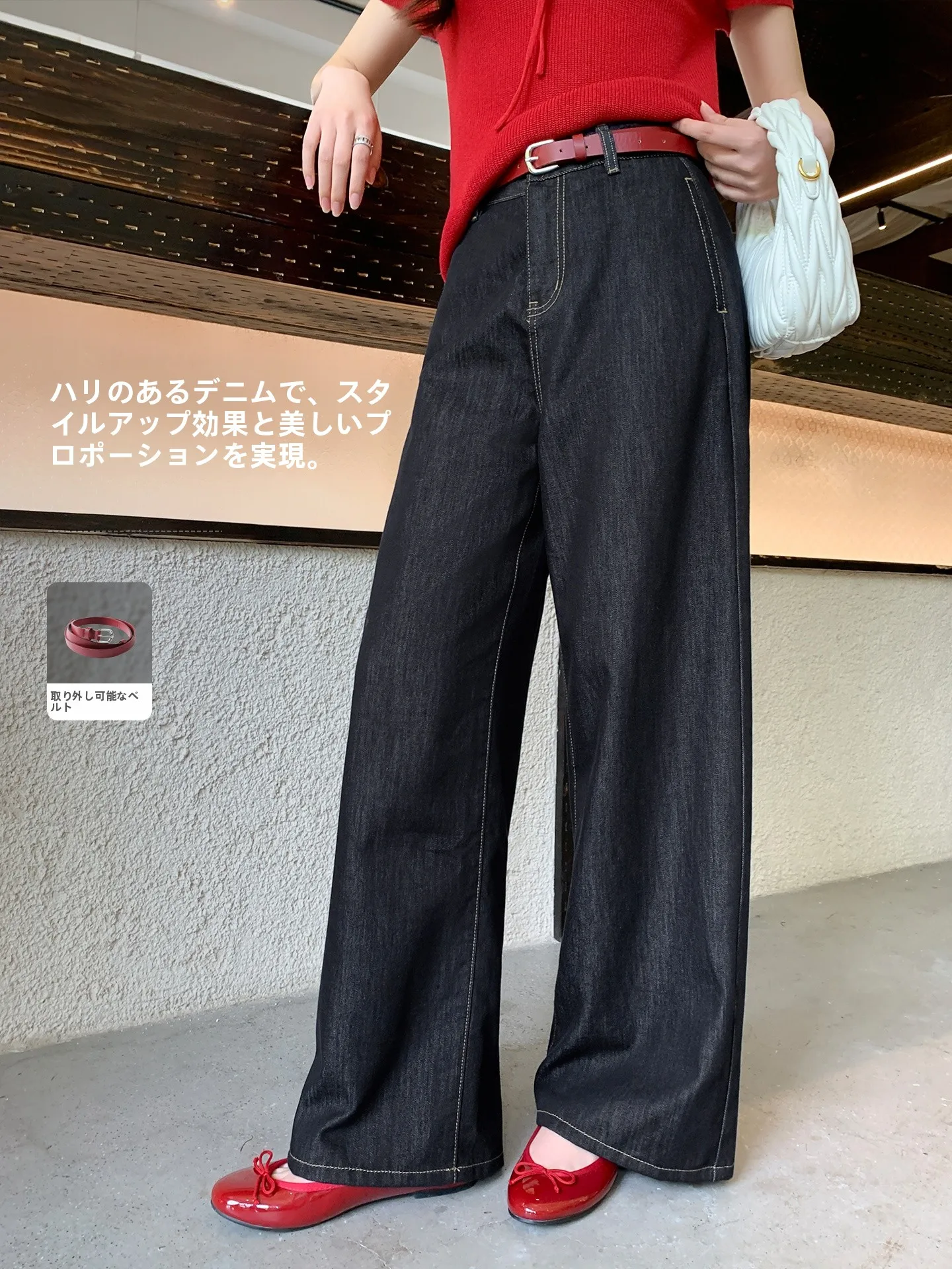 

Deep Blue Vintage Denim Pants Women's High Waist Slimming Drapey Wide Leg Long Trousers Summer Collection by Daidashi