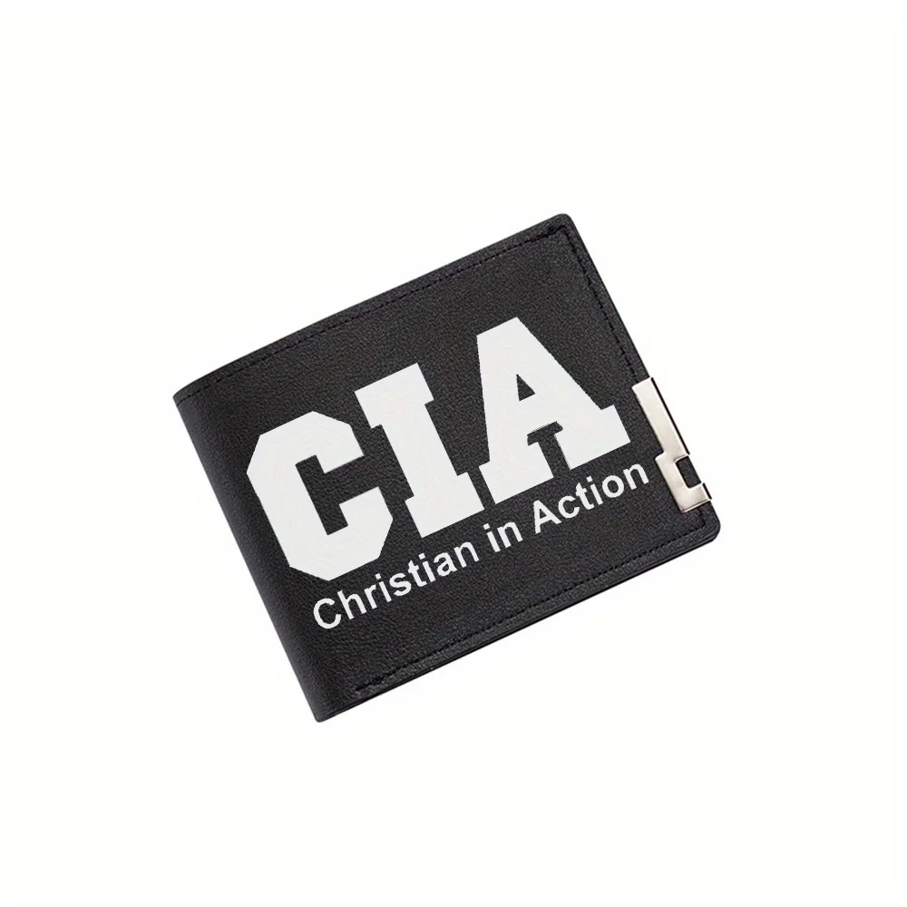 

Белый текст CIA Christian in Action Мужской кошелек с принтом Простой современный стильный деловой кошелек для отца, парня, Рождества Lo