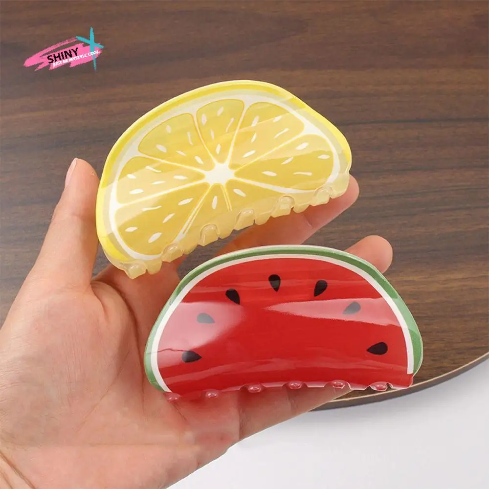 

Hair Crab Clip Ponytail Holder Girls Hairpins Orange Hairgrips Women Shark Clip Fruits Hair Claw Watermelon Korean Hair Clips