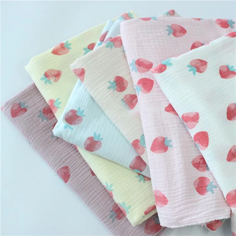 Eco-friendly Double-layer Cotton Gauze Face Mask Fabric Soft Floral Printed Crepe Sewing Materials No-fluorescent Cloth