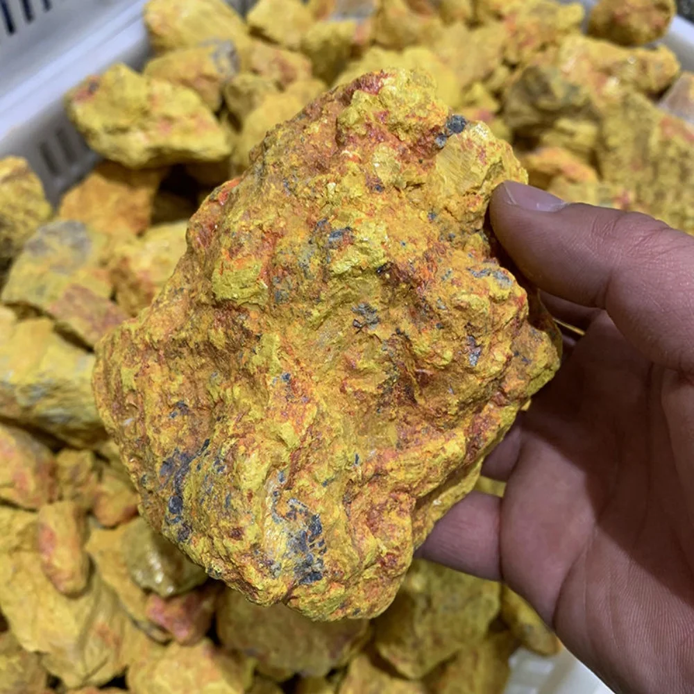 Natural Realgar Orpiment Rough Stone Golden Yellow Mineral Specimen Raw Crystal Reiki Healing Gemstone For Collection Home Decor