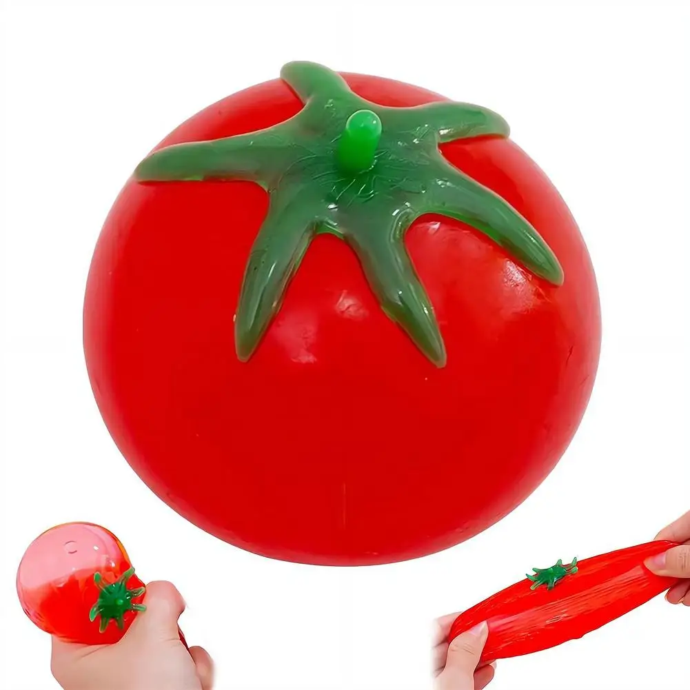 Simulation Fruit Squeeze Water Ball Tomato Sensory Stress Relief Toy Funny Tomato Squishy Stress Ball for ADHD Autism Adults Kid