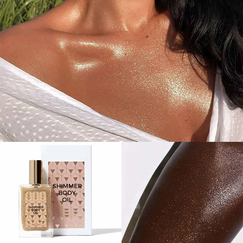 Shimmer Body Oil High Gloss Waterproof Shimmer for Women Leg Clavicle Diamond Facial Highlighter Liquid Glow Gel Cosmetics