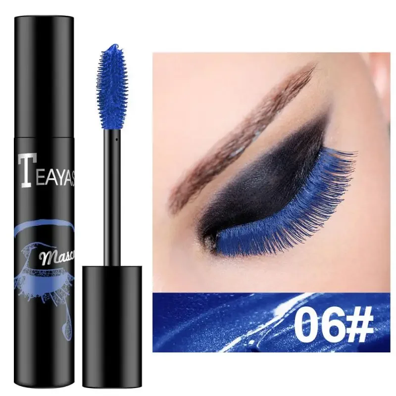 Professional 7 Color Mascara Waterproof Fast Dry Eyelashes Curling Lengthening Blue Purple Makeup