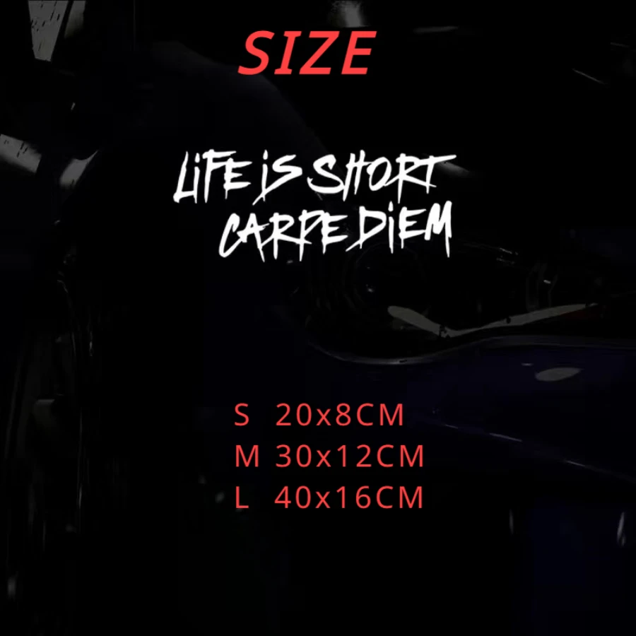 LIFE IS SHORT CARPE DIEM Motorcycle Stickers Self-adhesive Vinyl Decals Motorbike Fuel Tank Letter Moto Accessories Decoration