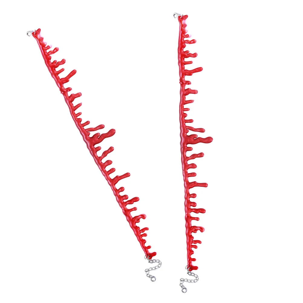 4Pcs Handmade Gothic Halloween Red Bloodstain Chains Unique Bloody Necklaces for Plays Party Theatrical Costume Jewelry
