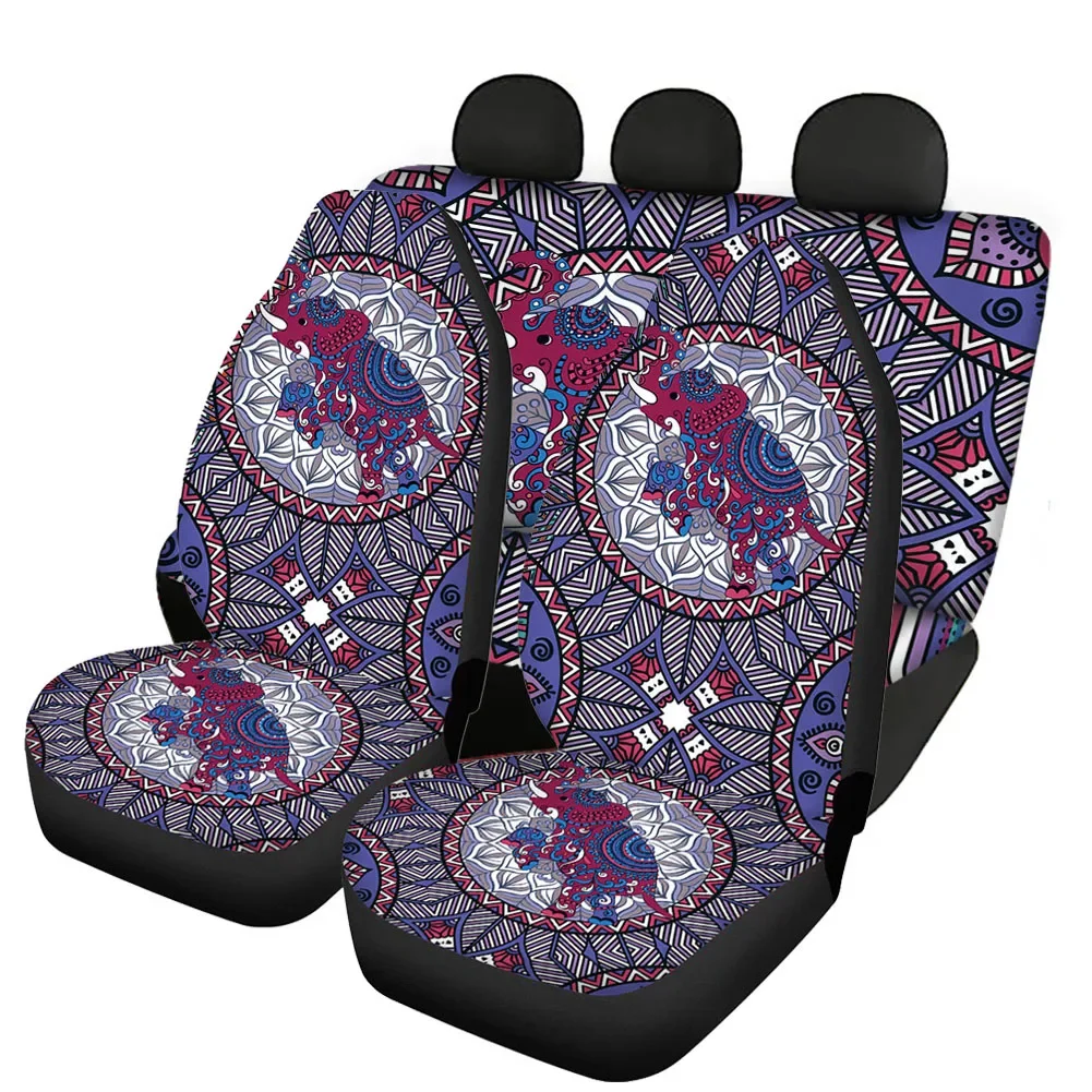 Tribal Elephant Print Front And Back Car Seat Covers Set of 4, Vehicle Seat Protector Universal Car Covers for Cars Sedan SUV