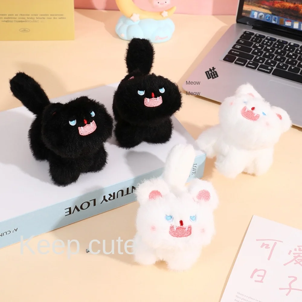 Room Decor Pompom Ball Cat Plush Keychain Decoration Stuffed Cat Plush Doll Keyring Soft Lovely Plush Pendant Plush Toys