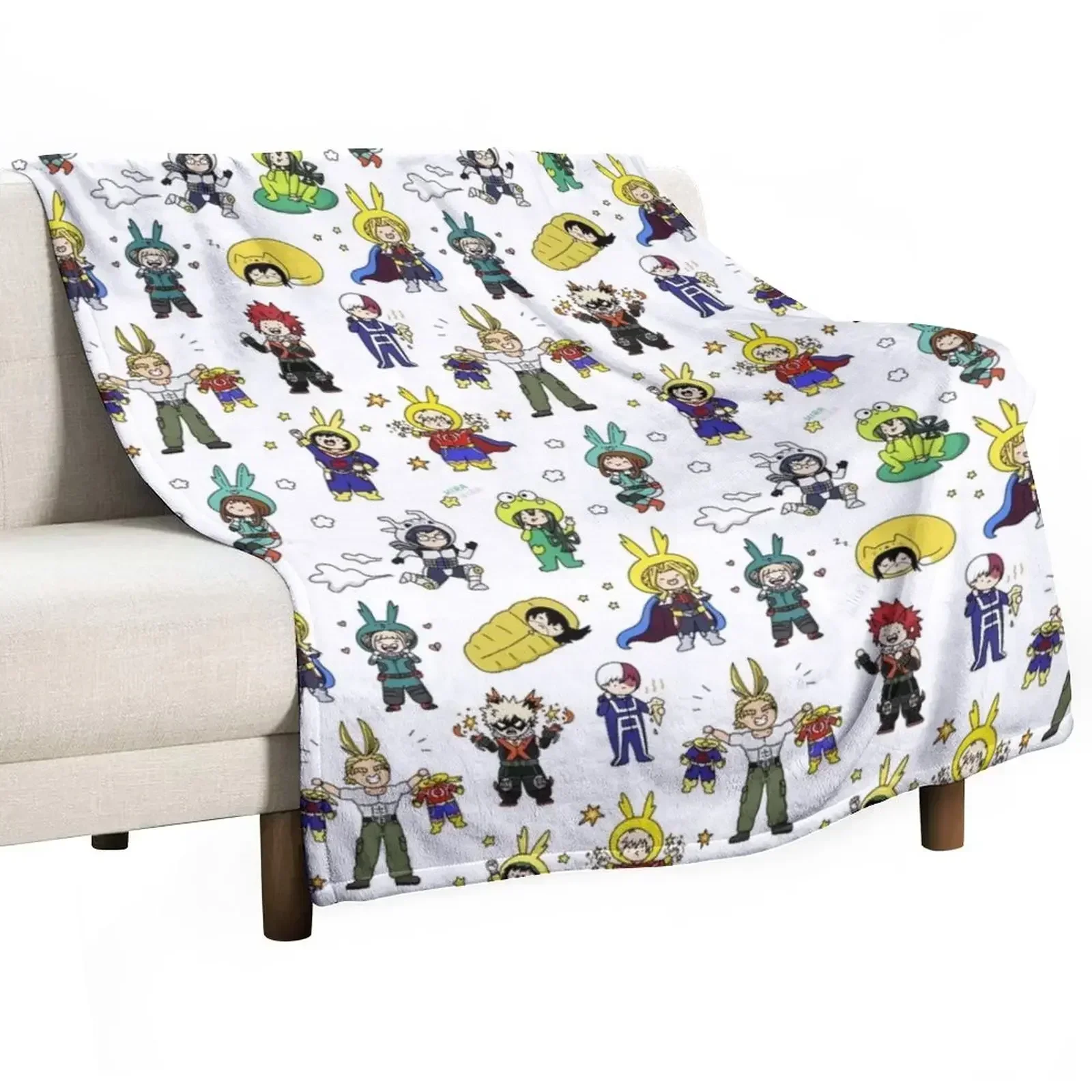 Onesie For All! BNHA Doodle Throw Blanket blankets ands Cute Blankets