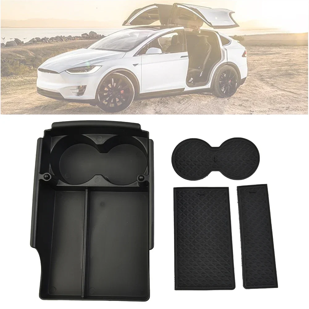

Accessories Center Console Tray Tidying Armrest Black Box Container Cup For Tesla MODEL X MODEL S Holder Portable
