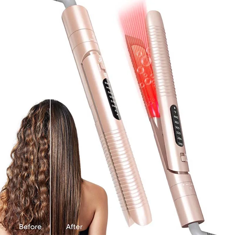 Negative Ion Smart Anti-scald Adjustable Temperature 2IN1 Infrared Timer Portable Home Use Hair Straightener