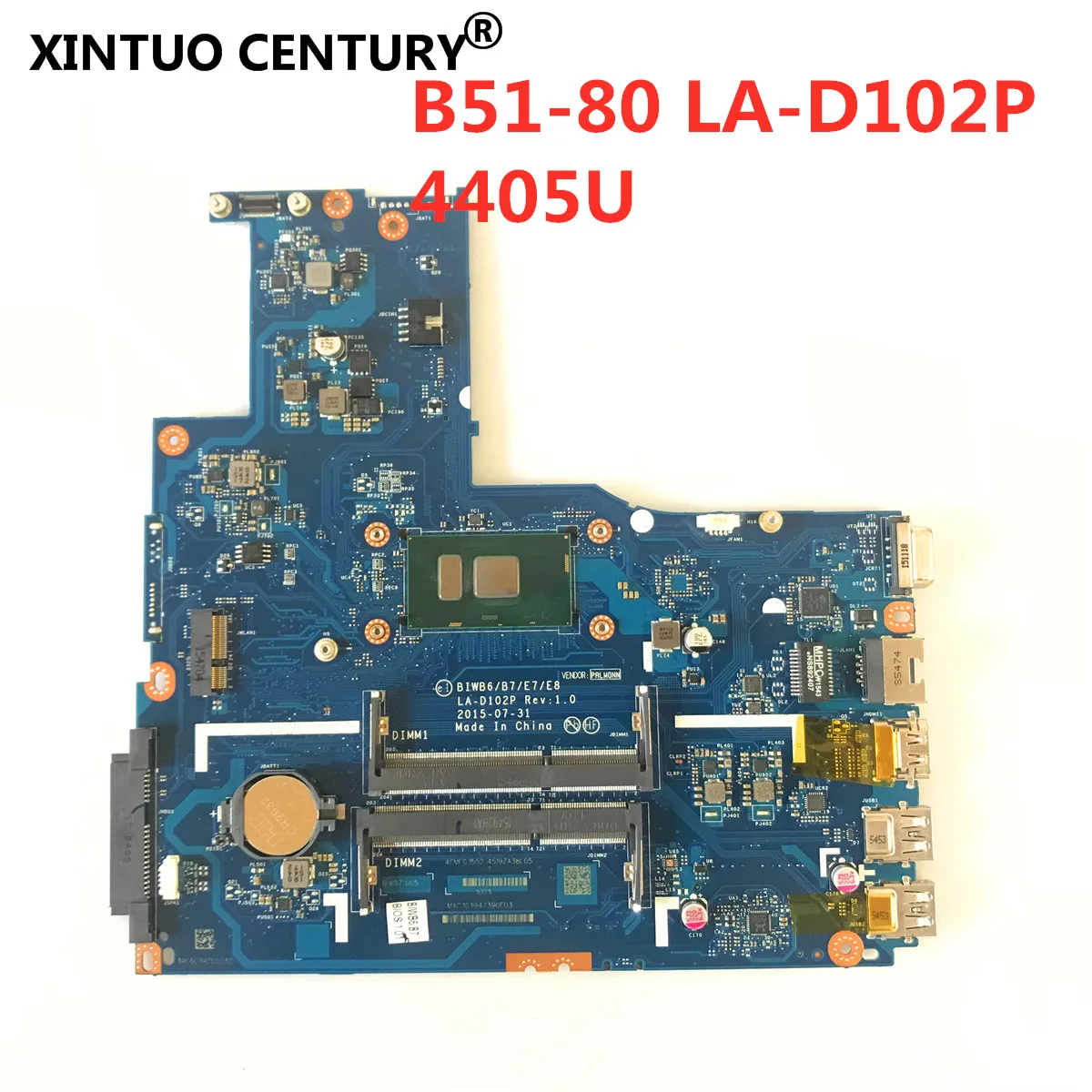 

For Lenovo B51 80 B51-80 motherboard BIWB6/B7/E7/E8 LA-D102P Laptop motherboard with CPU 4405U DDR3 100% tested working