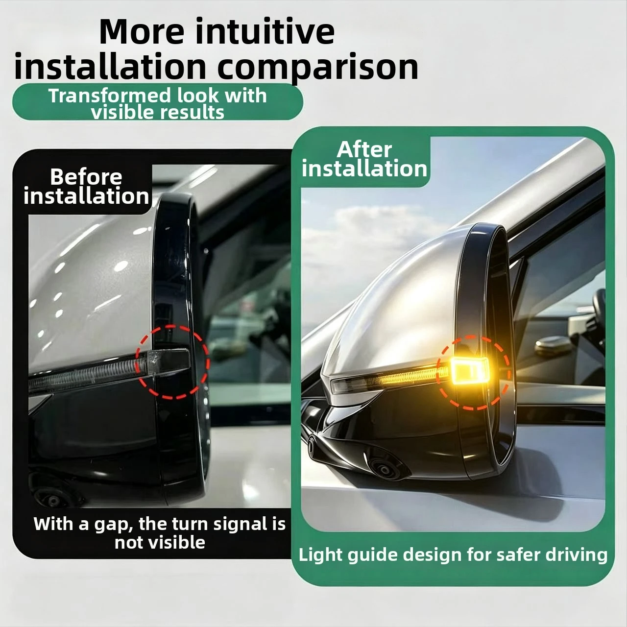 Automotive Rearview Mirror Turn Signal Small Blue Light Guide Block Intelligent Driving Indicator Light Appearance Decoration