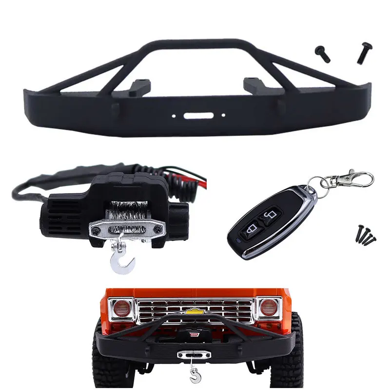 Rc Winch For FMS FCX24 K5 1/24 RC Crawler Car Upgrade Parts Plastic Electric Winch With Remote Control Hook Accessory