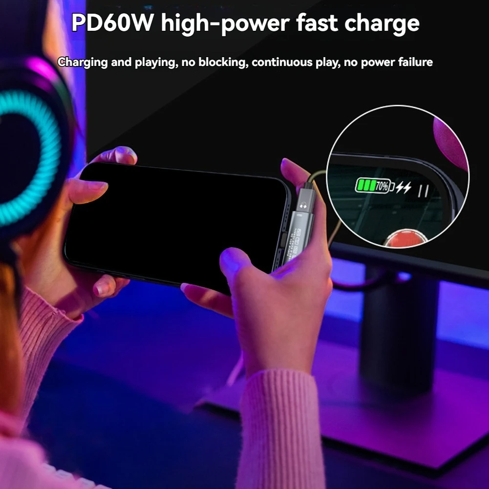 Excellent! 2 in 1 USB-C Splitter Cable, Type C to Dual Type-C PD60W Fast Charge & 10Gbps Data Transfe