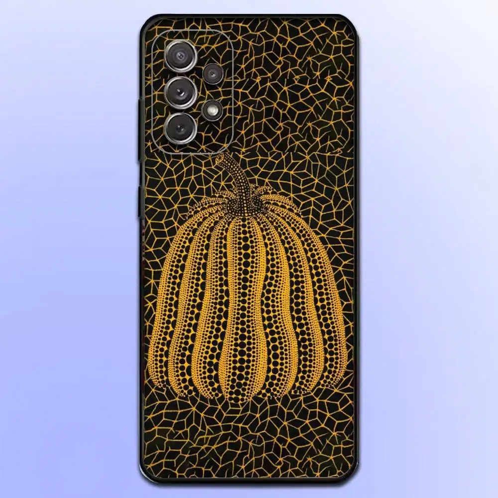 حافظة هاتف على شكل يقطين Y-Yayoi K-Kusama لهاتف سامسونج S25، S24، S21، S22، S23، S30، Ultra، S20، Plus، Fe، Lite، Note، 10,9,5G غطاء أسود