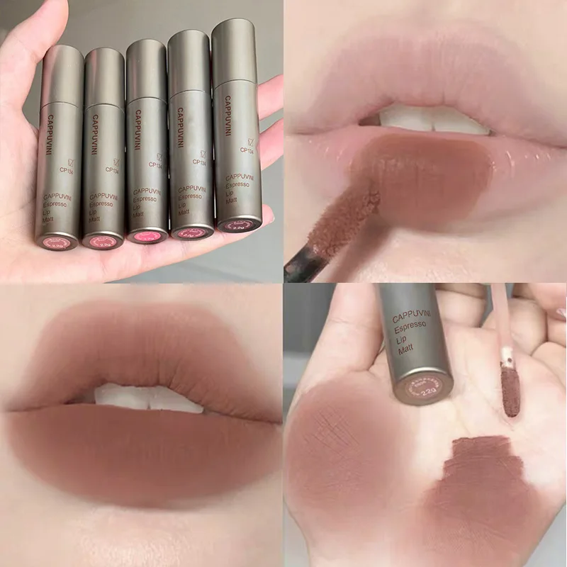 Concentrado Esmalte Matte Lip Gloss, Maquiagem Veludo, Batons Nude, Textura Macia Névoa, Lip Lama Acessível