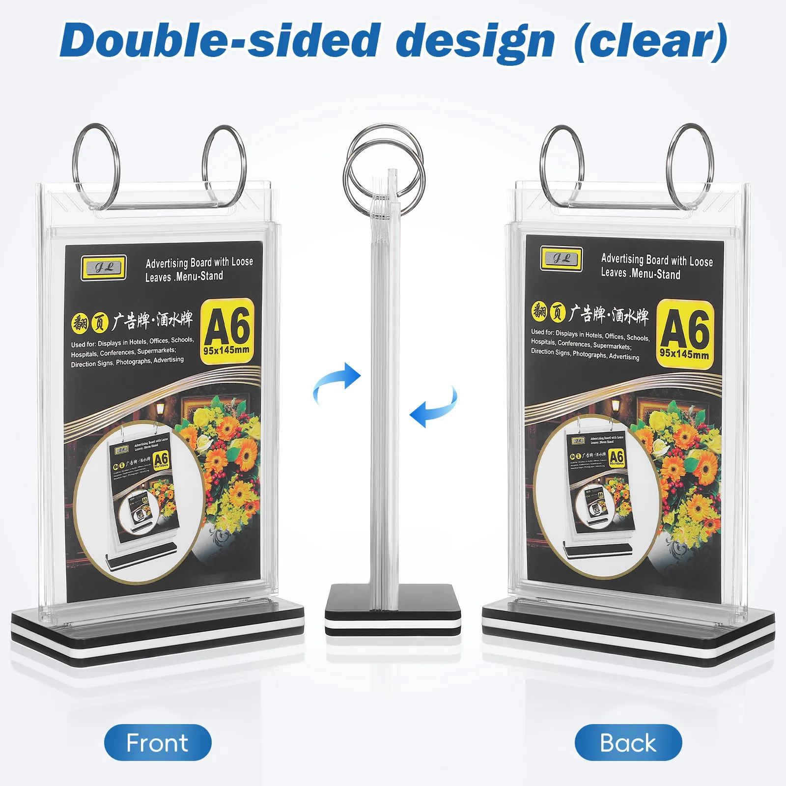 Menu Holder A6 PVC Desktop Menu Display Stand Tabletop Card Organizer Sign Holder for Restaurants Bars Coffee Shops Events