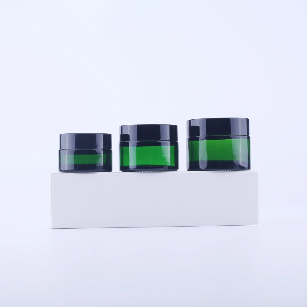 

200pcs 20g 30g 50g Empty Green Glass Cosmetic Jars Makeup Container Lotion Bottle Vials Face Cream Sample Pots Gel Box