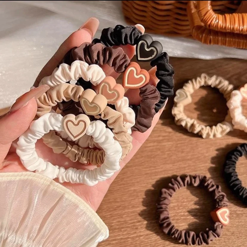 5/10/20PCS New Love Pendant Hair Rings Cute Butterfly Knot Hair Rope Elastic Rubber Band Hair Accessories Perfect Gift Choice