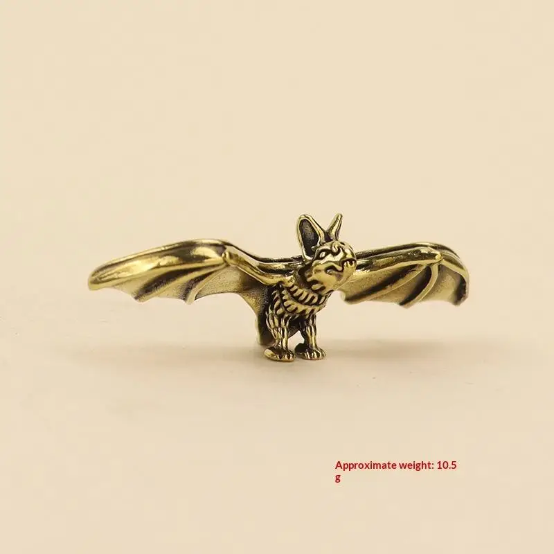 Antique Bronze Bat Figurine Miniature Brass Sculpture Handmade Vintage Craft Ornament for Desktop Home Shelf Decor Gift