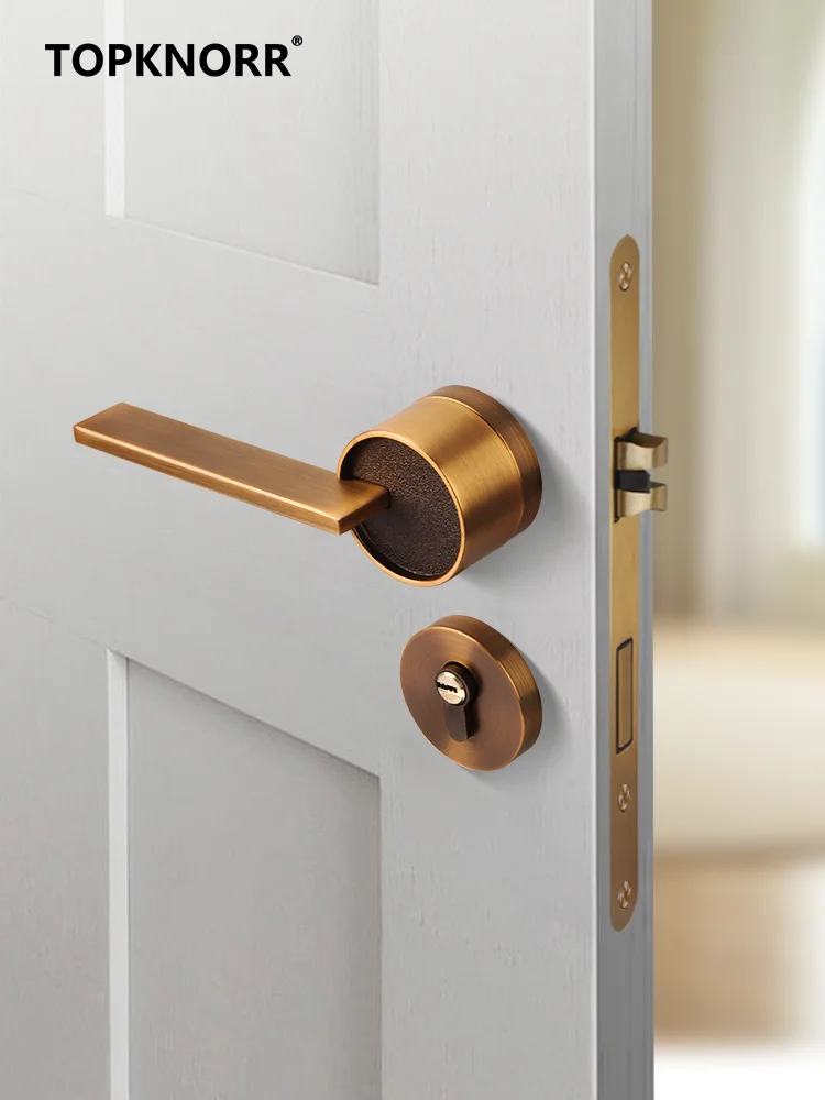 Bedroom Door Lock Indoor Nordic Silent Door Lock Modern Simple Magnetic Door Lock Yellow Bronze American Door Lock