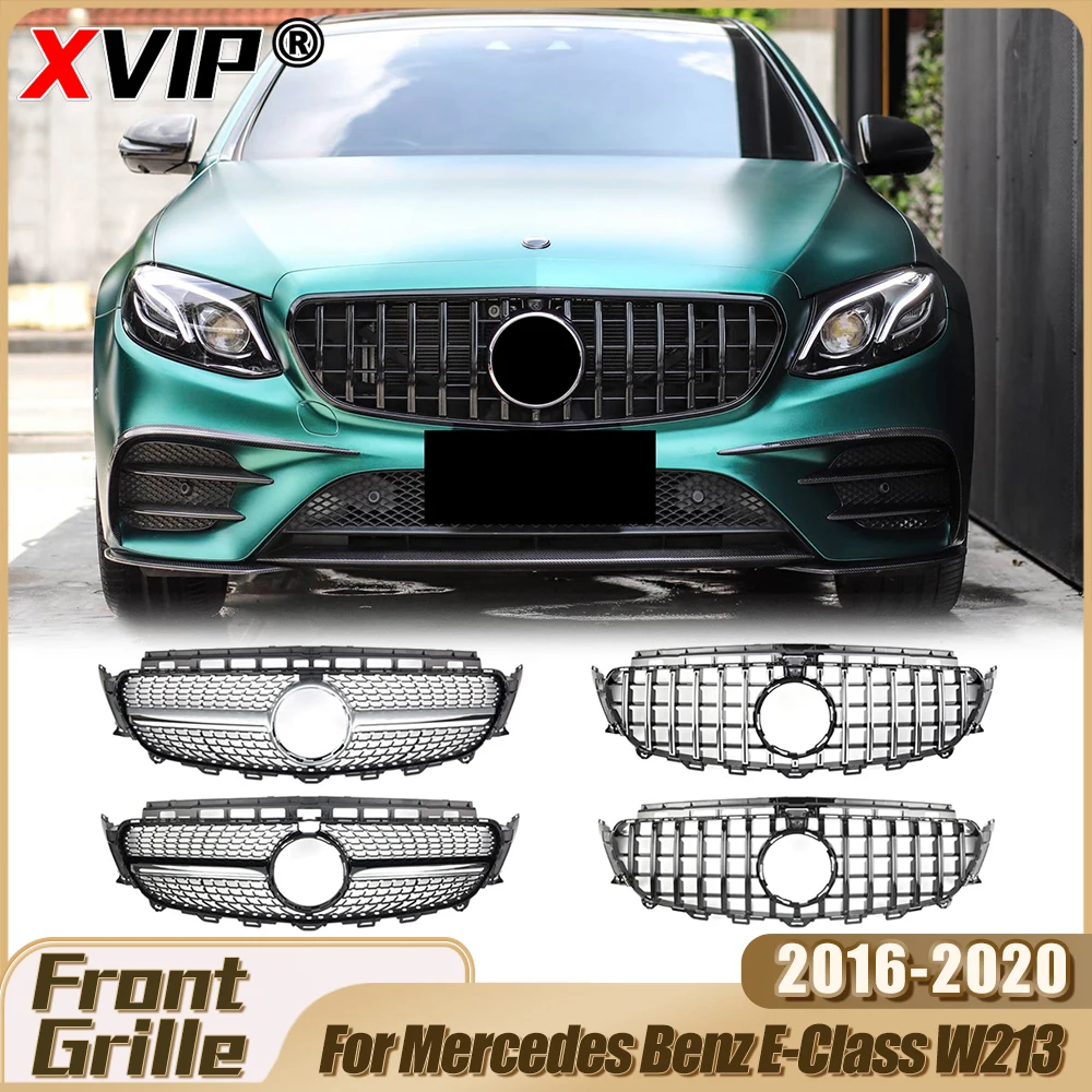 

XVIP Front Chrome Black Diamonds Style Bumper Grille For Mercedes Benz E-Class W213 C238 E300 E350 E450 E500 16-20 Tuning Refit