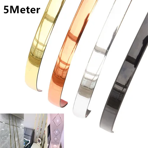 Cinta dorada impermeable de 5M, pegatina para huecos de azulejos, autoadhesiva para fondo de techo, decoración de pared, calcomanía de línea, tira de bandas para bordes de muebles