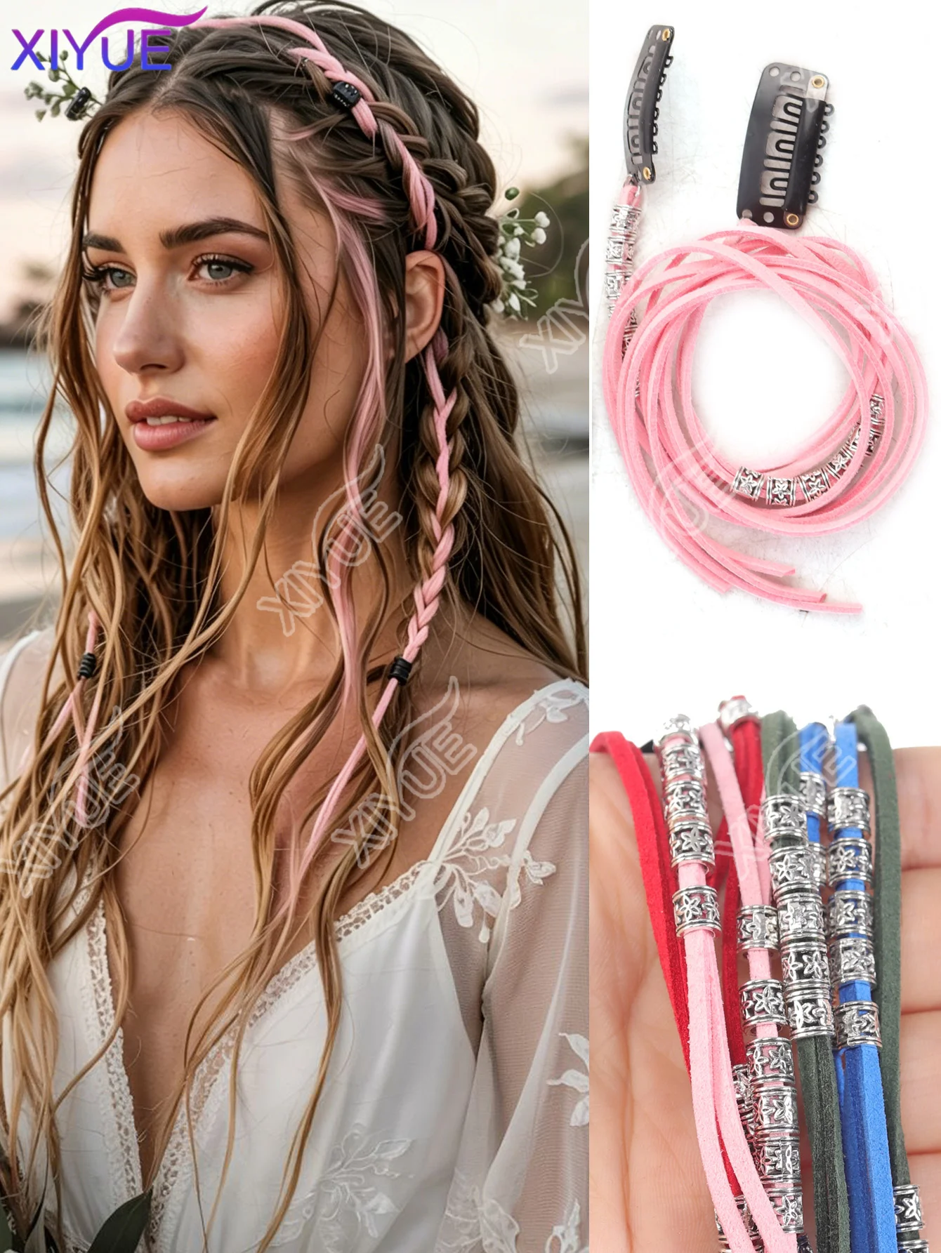 XIYUE Synthetic Velvet Rope Beaded Wig Braid Hairpin, Tassel Dirty Braid Braided Hair Headdress, High Temperament Hair Accessory