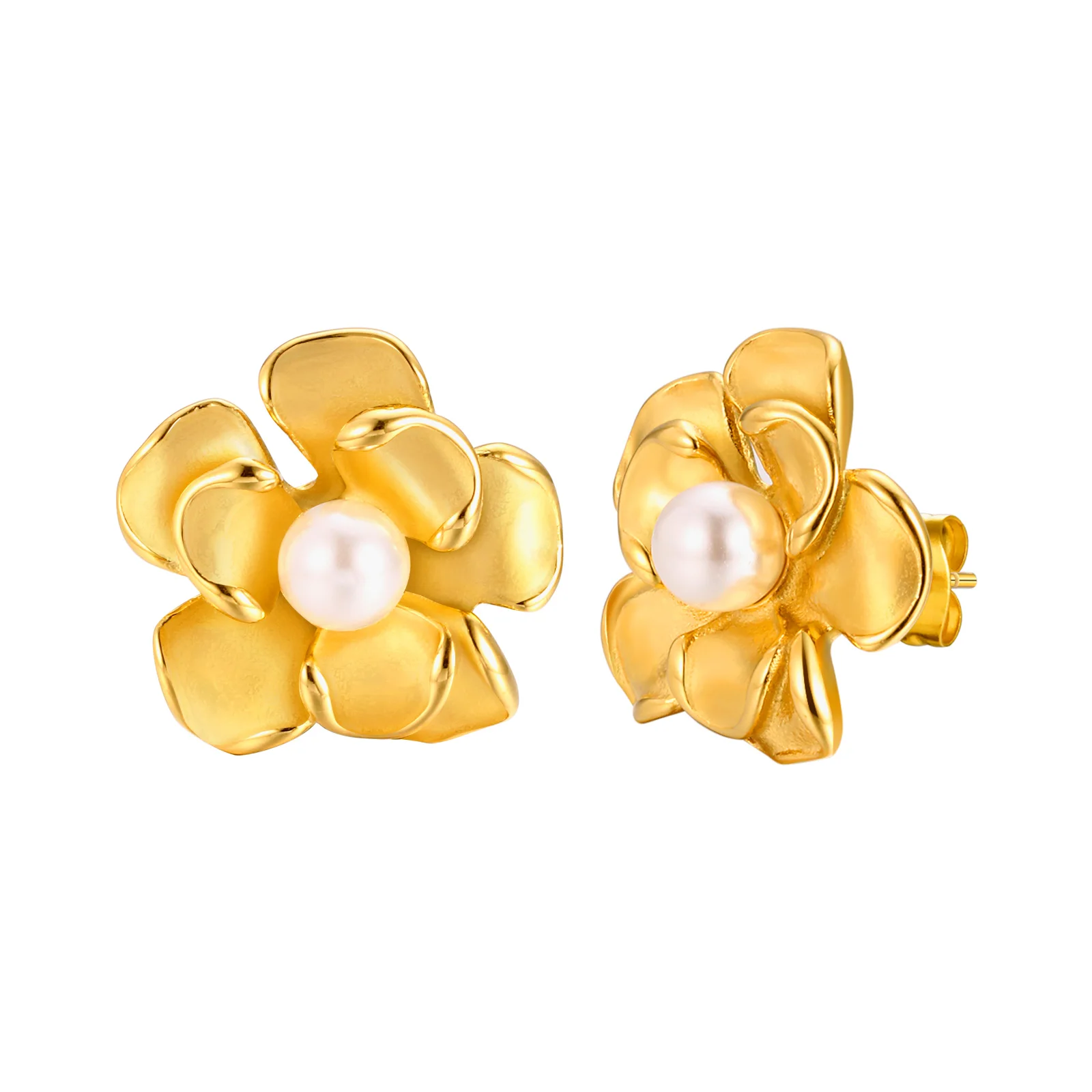 

Flower Earring, Pearls Studs Earring for Women, Stainless Steel Hypoallergenic Ear Post Piercing Jewelry