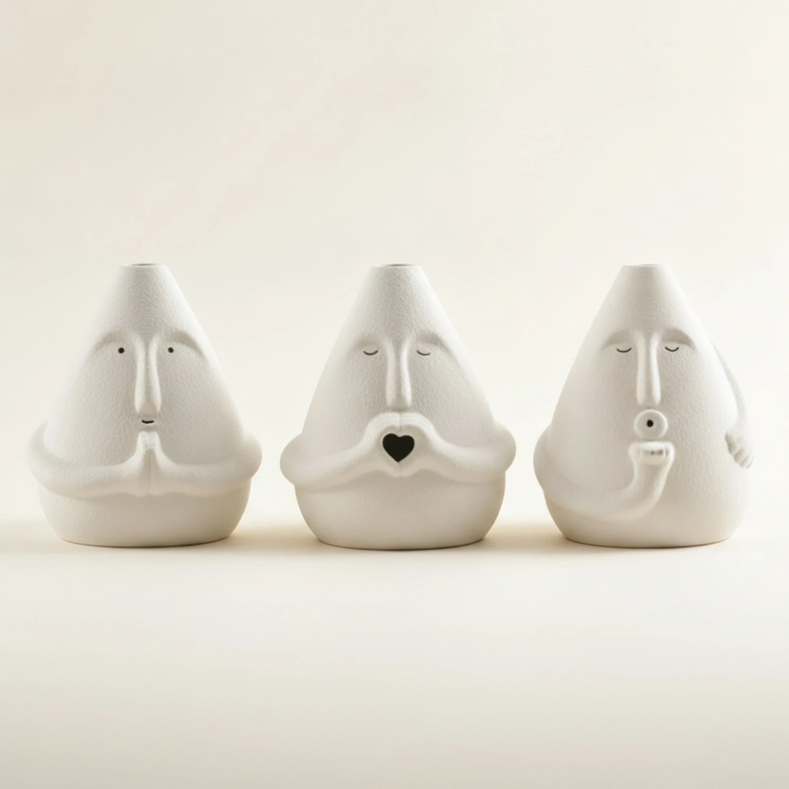 3 Pieces Resin Figurines Sculptural Human-Form Figurines Flower Inserts Modern Decor Stylized for Art Lovers, Tabletop