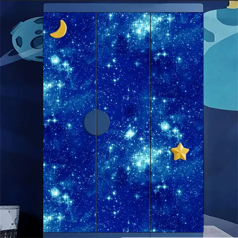 السماء المرصعة بالنجوم السقف ورق لاصق ذاتي خزانة حديد باب خزانة الملابس الأثاث القديم تجديد عنبر تغيير اللون #3