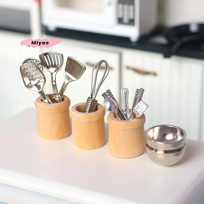 【M】Miniature Kitchen Utensils Set 1:12 Scale Dollhouse Cookware Tools Dollhouse Kitchen Decoration Micro Scene Pretend Play - view 2