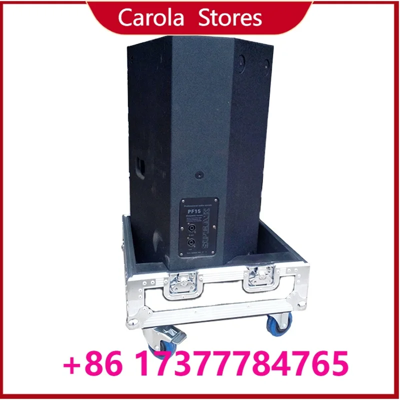Pro Audio Aluminum Flight Case With Foam, Top Lid Built-in Casters, Shockproof DJ Speaker Equipment Transport