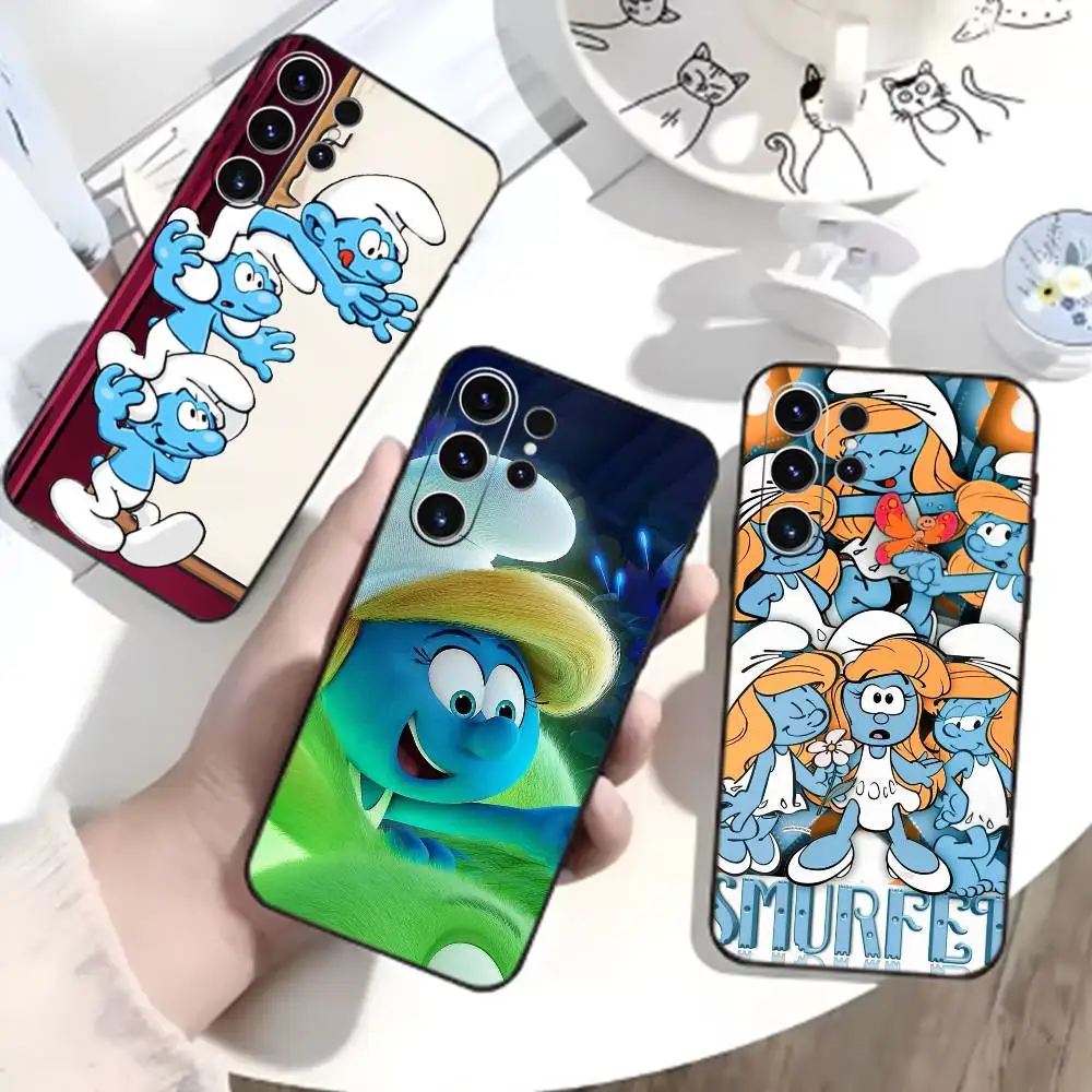 

CARTOON F-Funny S-Smurfs Phone Case For Samsung S26,S25,S24,S23,S22,S21,S20,Ultra,Plus,FE Black Soft Cover