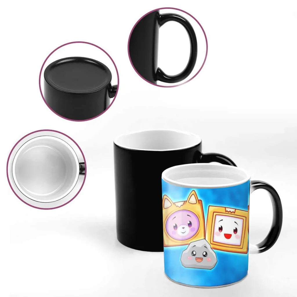 Lankybox Foxy Boxy Kawaii Coffee Mugs Color Change Tea Cup Milk Cups Interesting Gifts