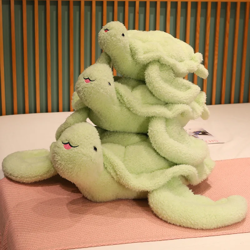 

Simulation Cute Fluffy Soft Green Sea Turtle Plush Toys Cartoon Stuffed Animals Tortoise Sleeping Throw Pillow Sofa Cushion Gift