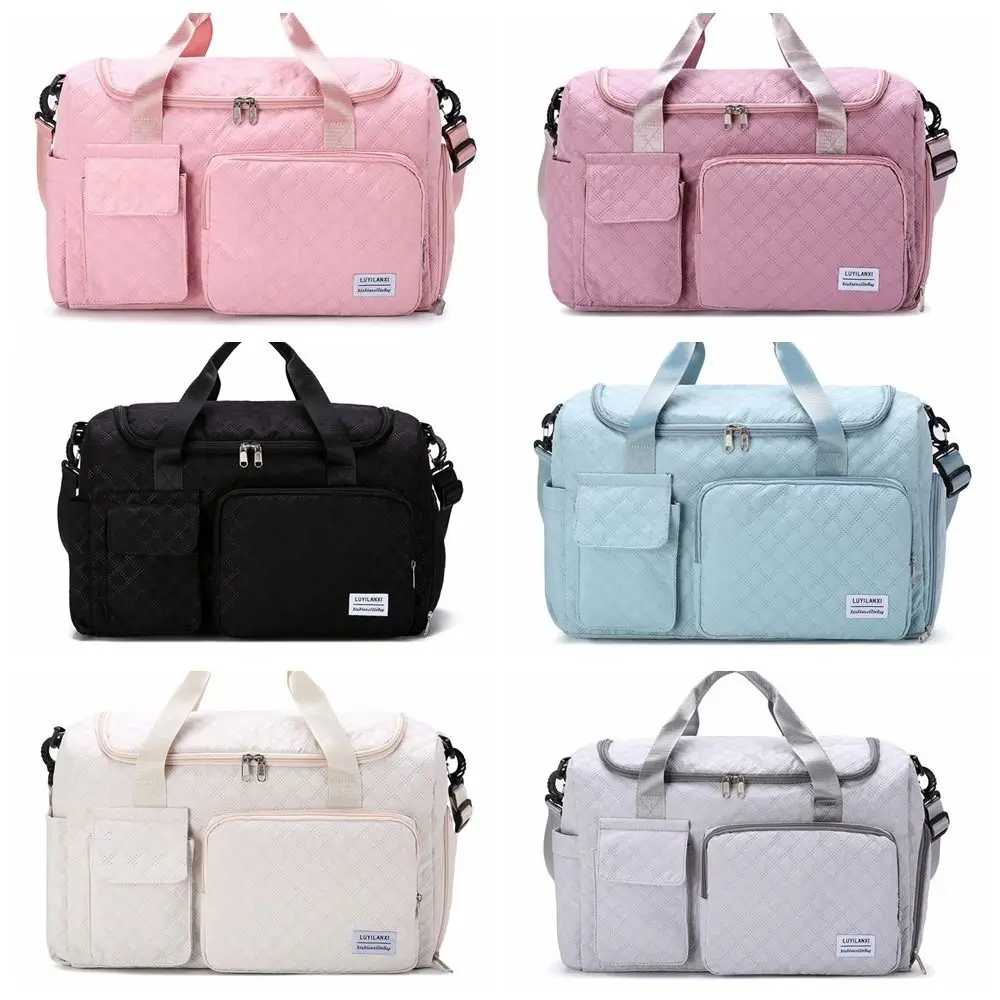 Fashion Oxford Luggage Bag Solid Color Large Capacity Quilted Gym Bag Wet Dry Separation Organizer Travel Handbag Girl