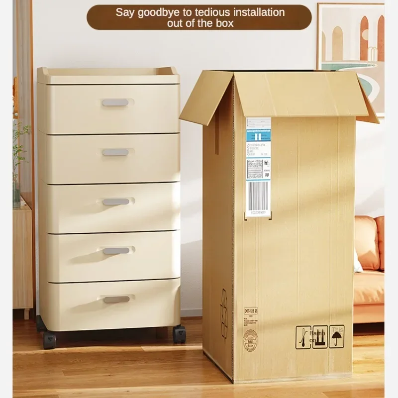 Children's Living Room Storage Cabinet Plastic Drawer Style Floor Standing Household Bedside Table Shelving Rack Multi-layer