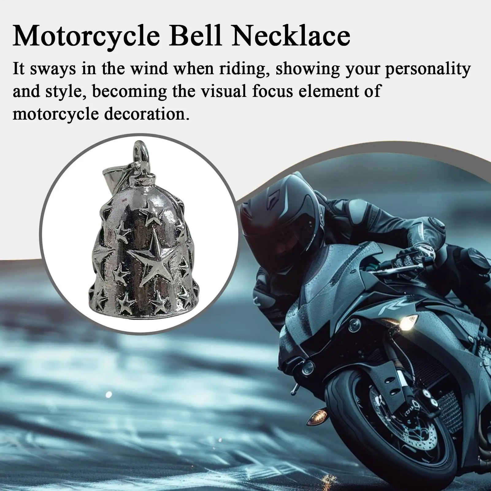 Cloche de moto en alliage d'étoile en relief, pendentif de cloche de moto, porte-clés, cloche porte-bonheur suspendue ornementale
