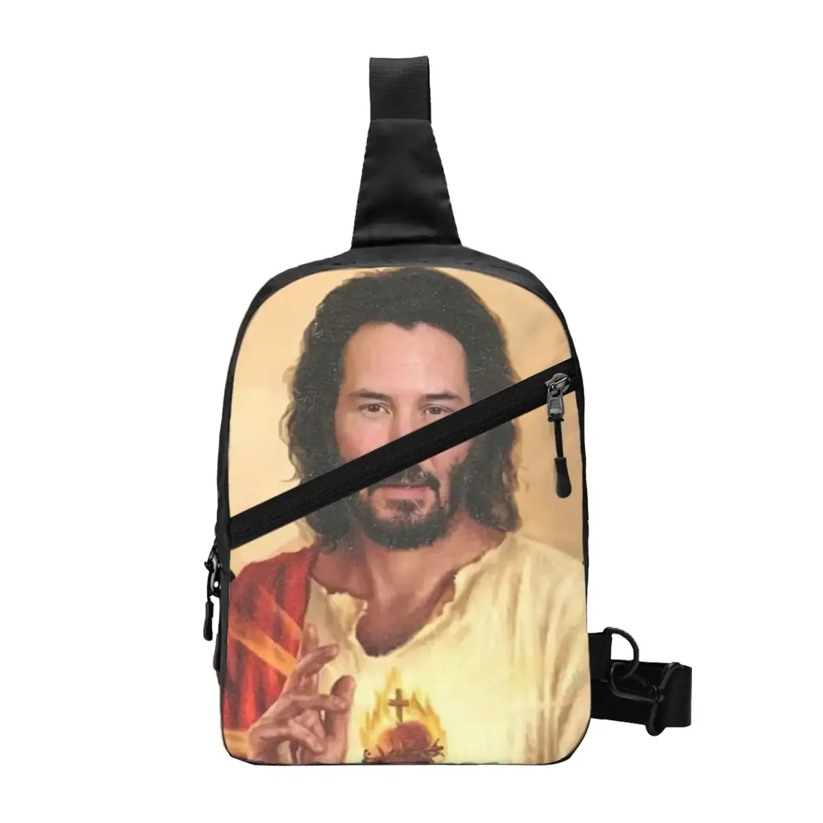 Casual Saint Keanu Reeves Sling Bag for Cycling Camping Men's Meme John Wick Chest Crossbody Backpack Shoulder Daypack