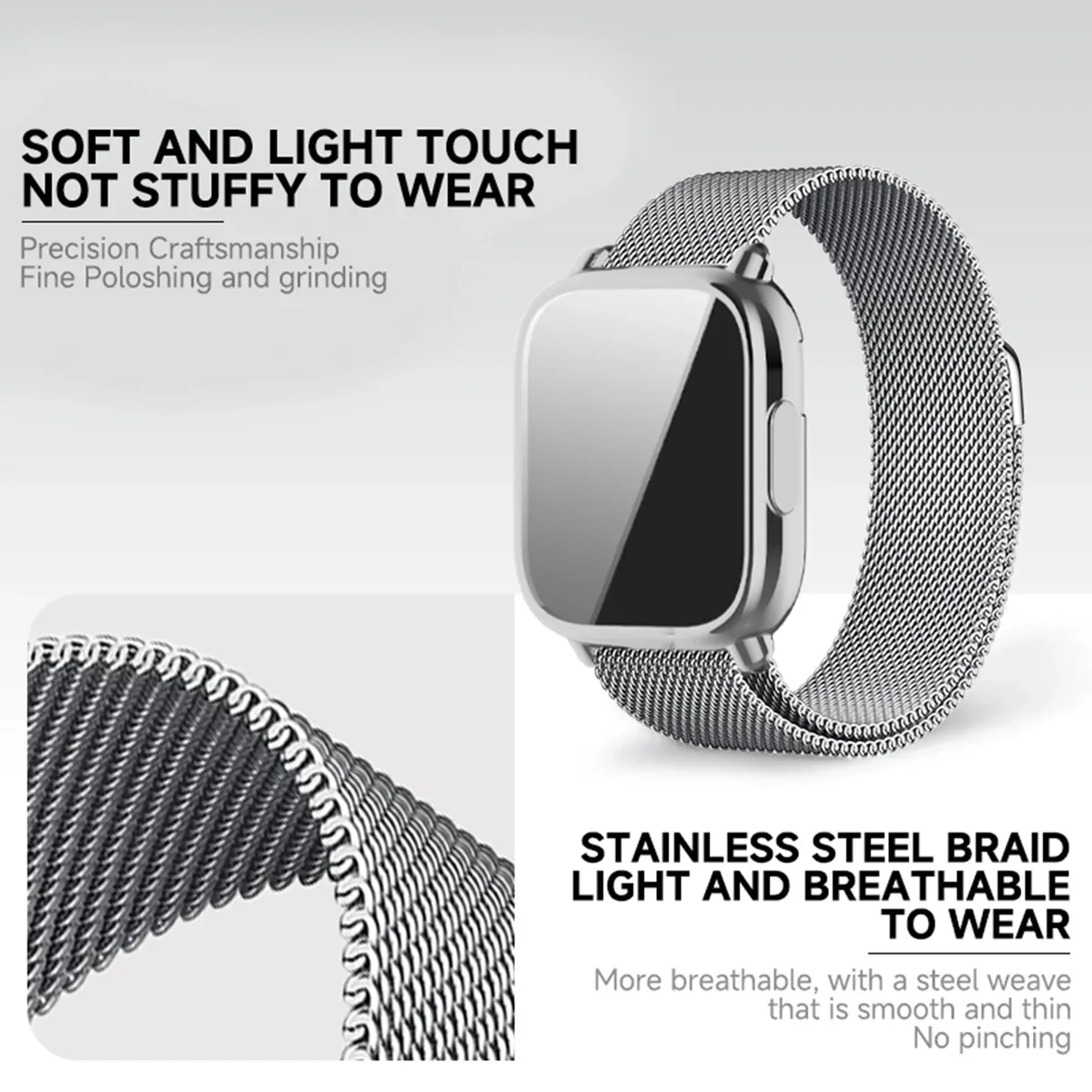 حزام شبكي ميلانيزي لساعة Redmi 5 Active مع حافظة واقي شاشة Redmi Watch 5 Lite ملحقات سوار الساعات