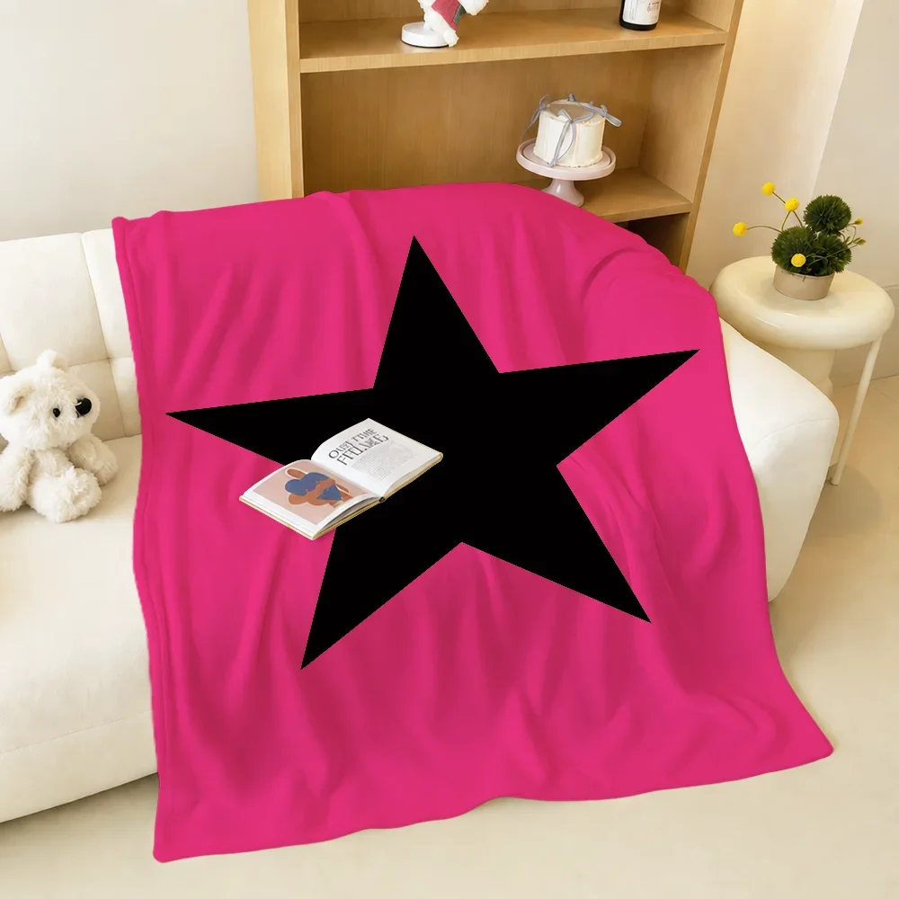 Color Stars Pink Minimalist Style Y2K Blanket Warm Soft Plush For Sofa Living Room Nap Home Bedroom Travel Gift Pet Hogar