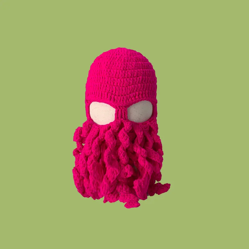 Quirky Woolen Octopus Hat Funny Party Stage Halloween Squid Hat Handmade Fashion Knitted Warm Windproof Ski Hat Pullover Hat